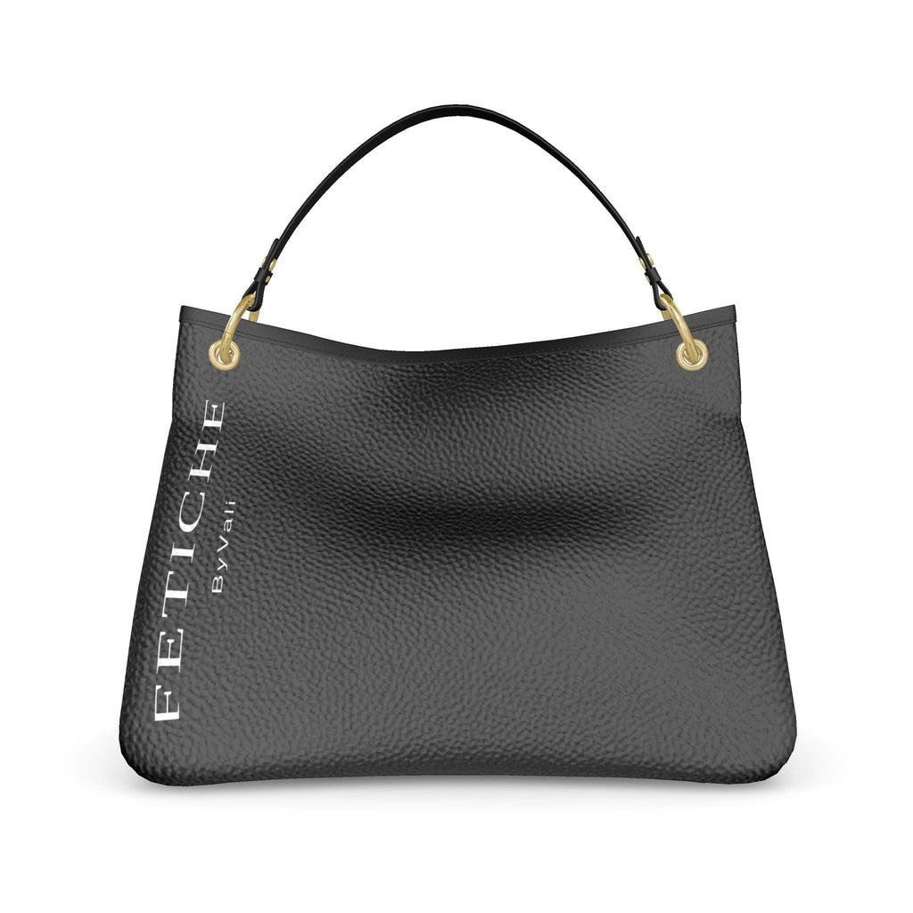 The Heritage Striped Signature Slouch Bag — Noir
