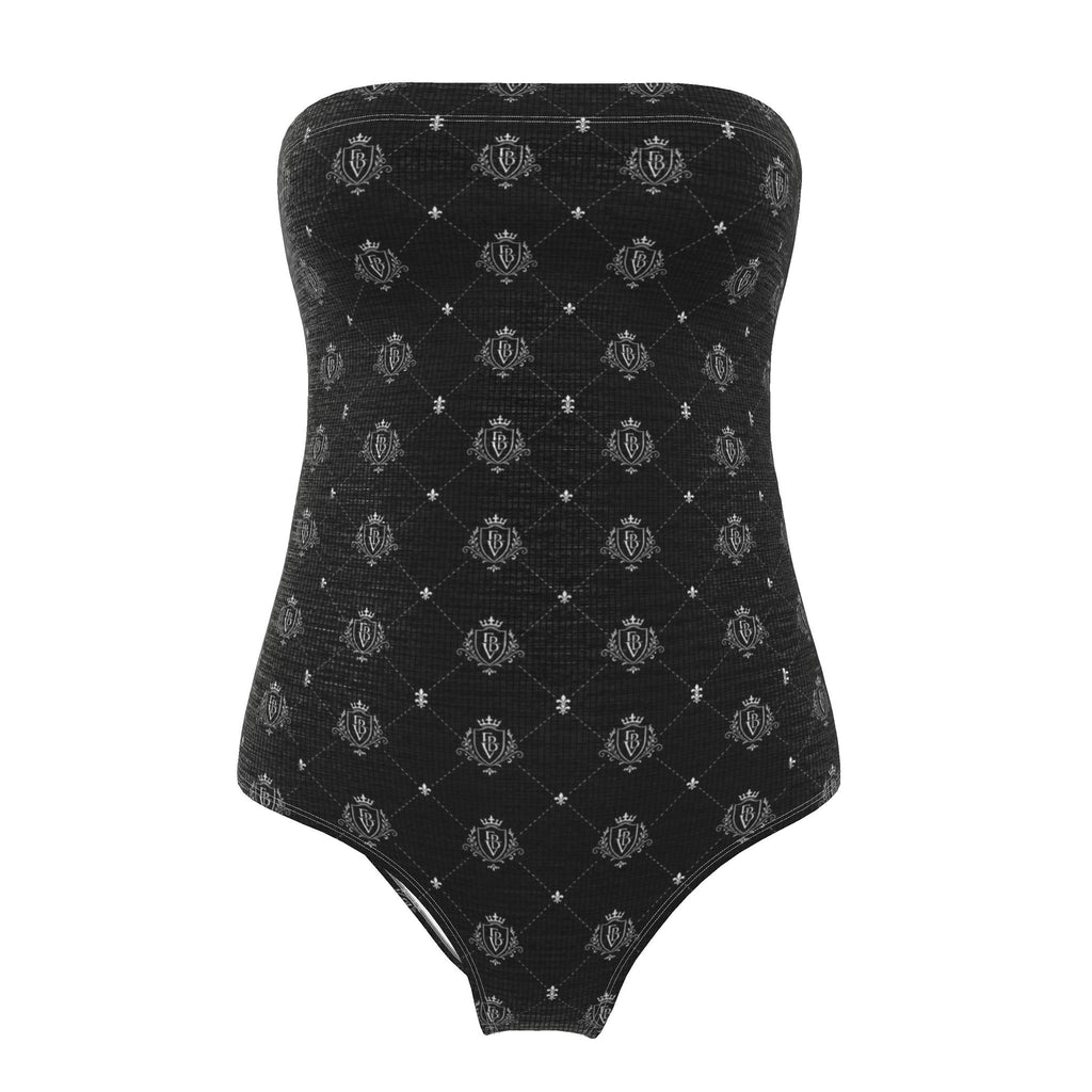 FBV Monogram Strapless Swimsuit — Noir
