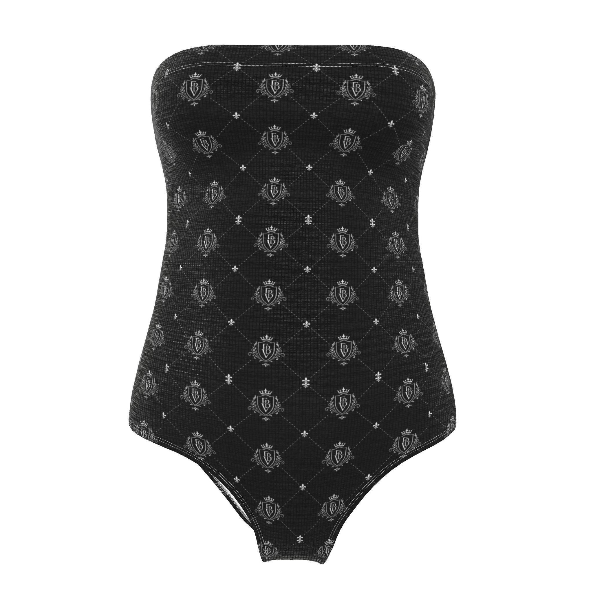FBV Monogram Strapless Swimsuit — Noir