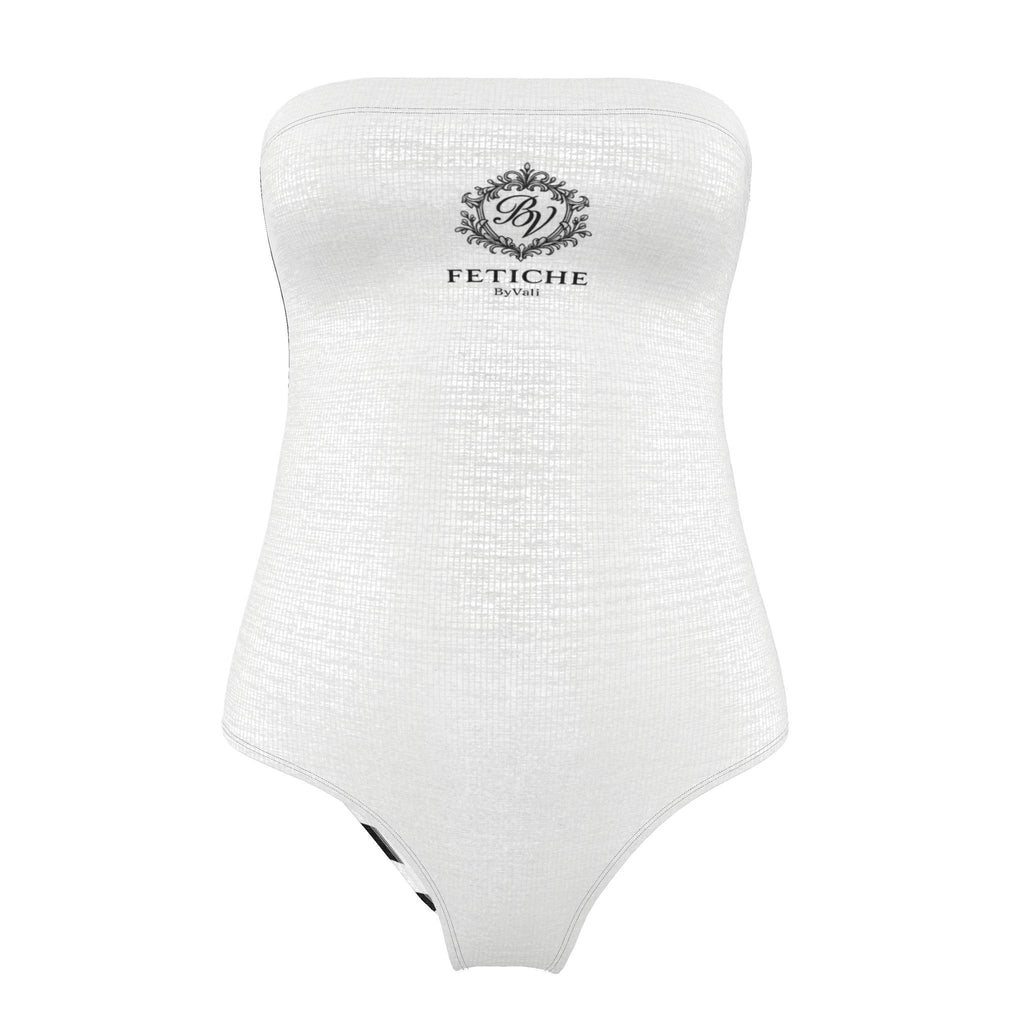 The Heritage Stripe Strapless Swimsuit- Blanc