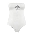 The Heritage Stripe Strapless Swimsuit- Blanc