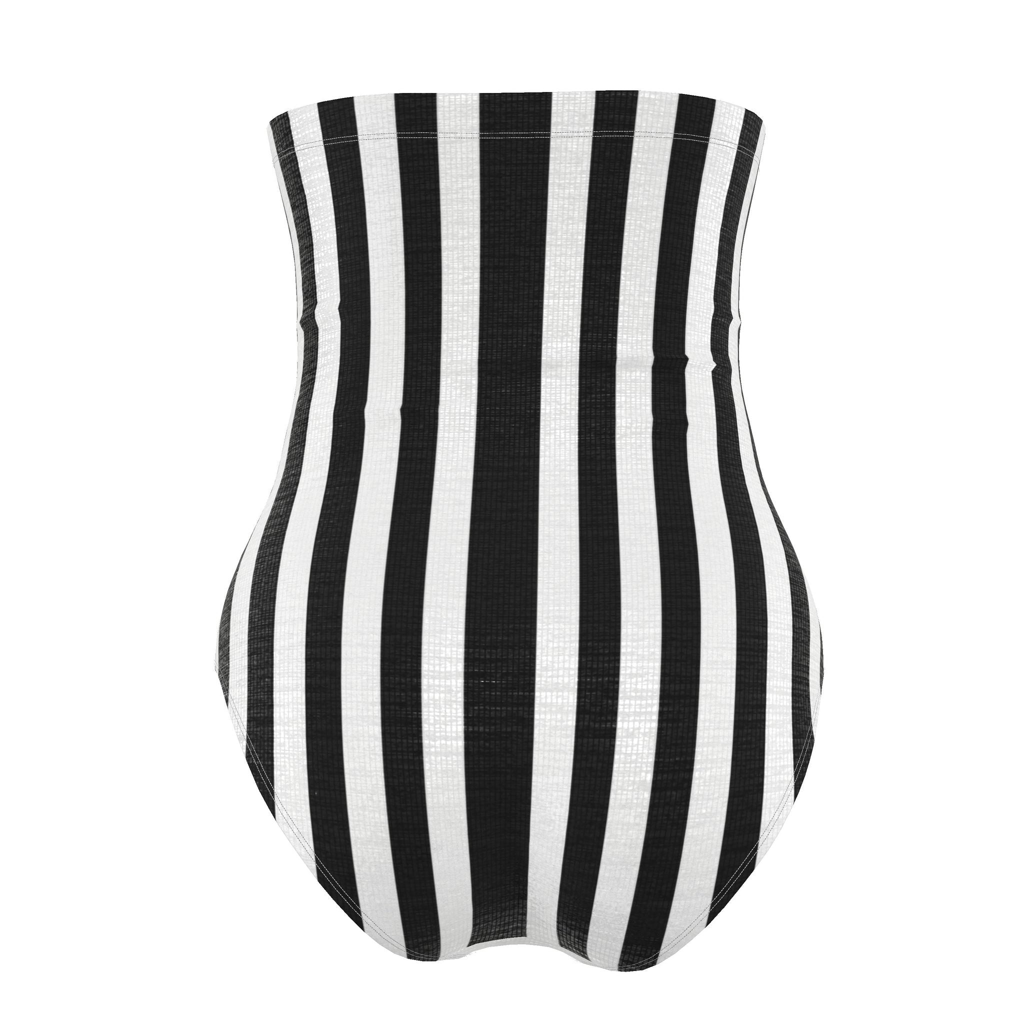 The Heritage Stripe Strapless Swimsuit- Blanc