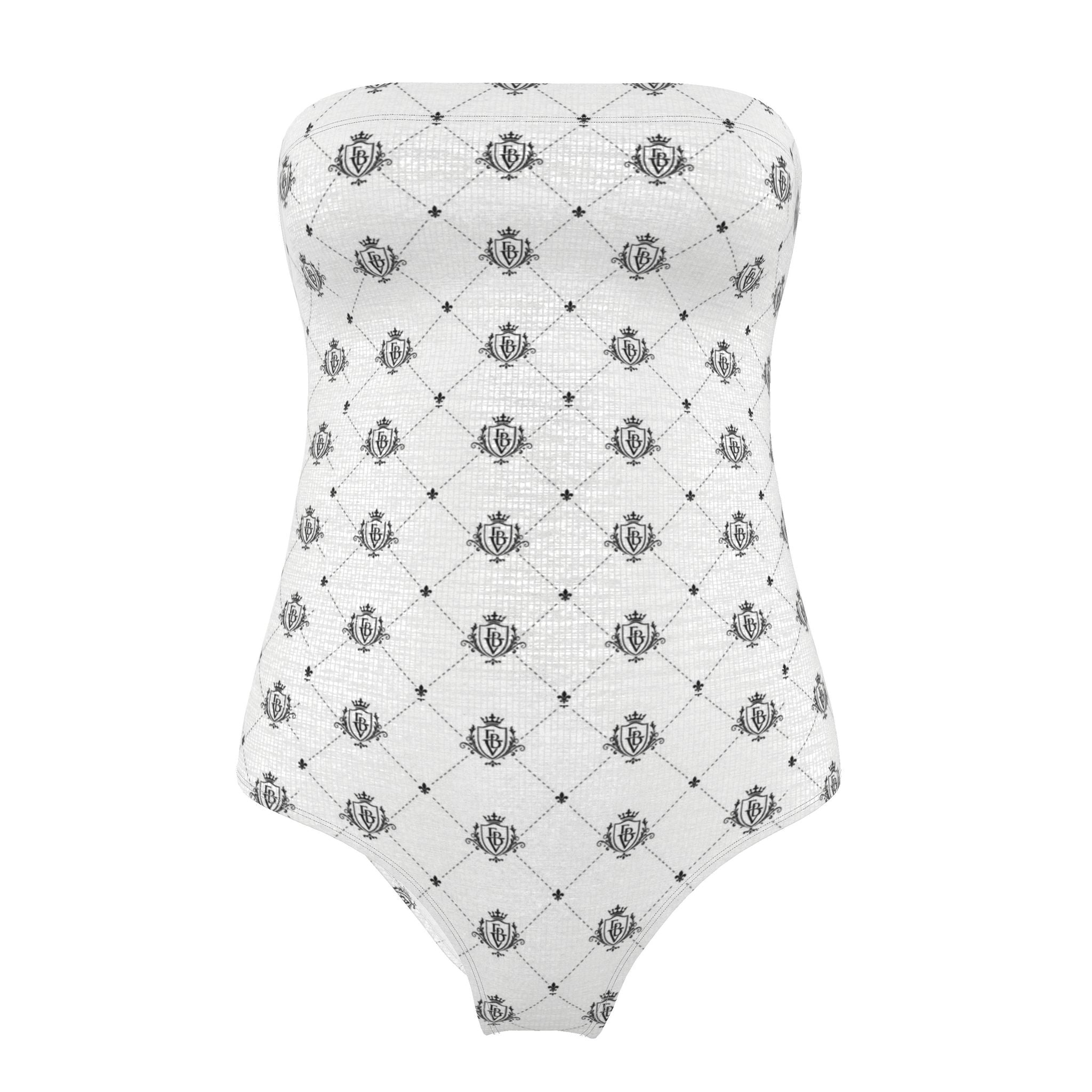 FBV Monogram Strapless Swimsuit — Blanc