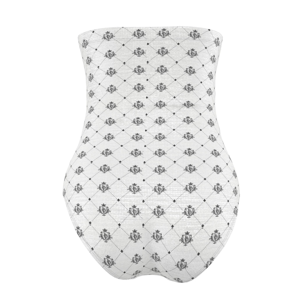 FBV Monogram Strapless Swimsuit — Blanc