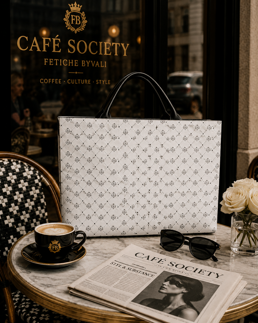 FBV Monogrammed Tote Bag — Blanc