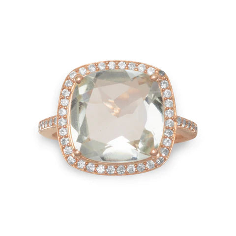 Rose Gold Plated Prasiolite Ring