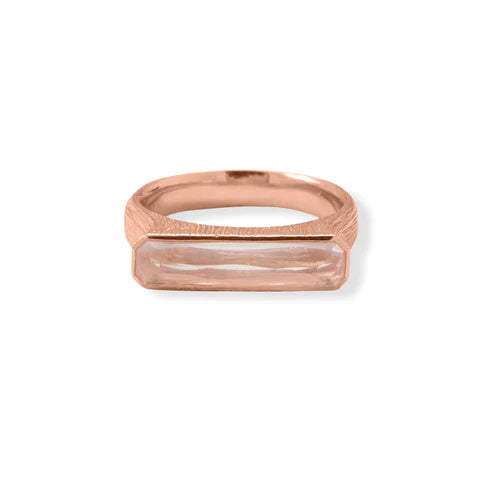 Rose Gold Plated Rose Quartz Bar Ring