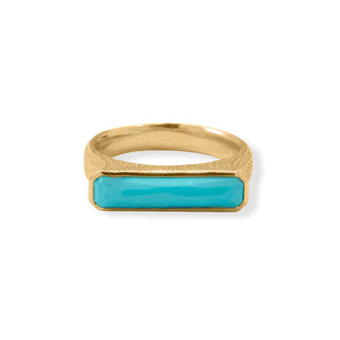 14 Karat Gold Plated Turquoise Bar Ring