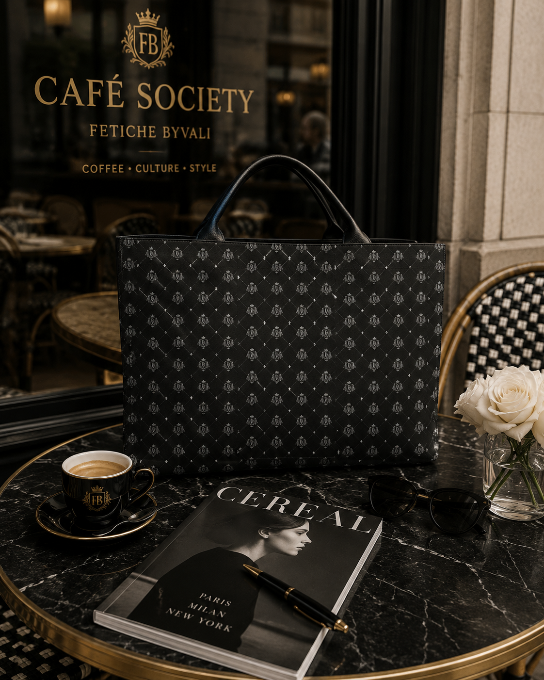 FBV Monogrammed Tote Bag — Noir