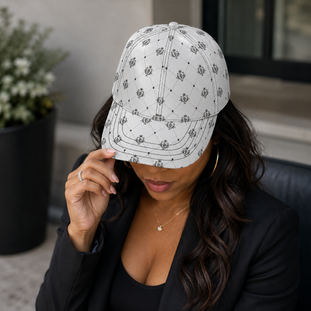 FBV Monogram Silk Satin Cap- Blanc
