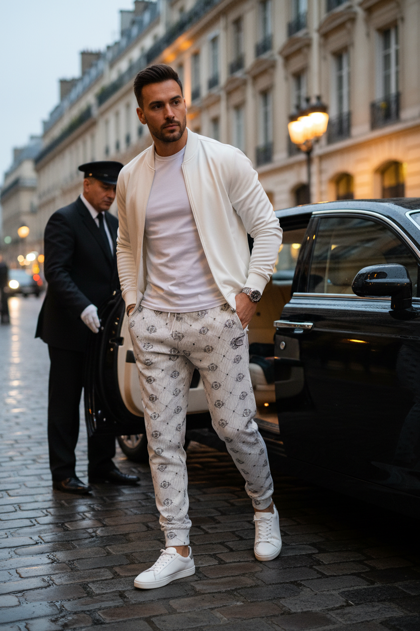 FBV Mens Tracksuit Bottoms — Blanc