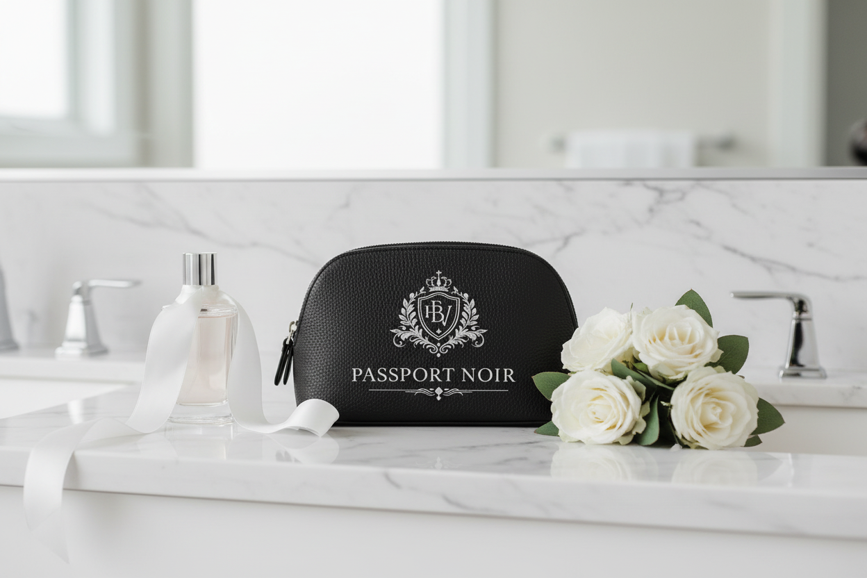 Passport Noir Cosmetic Bag Lifestyle Mockup